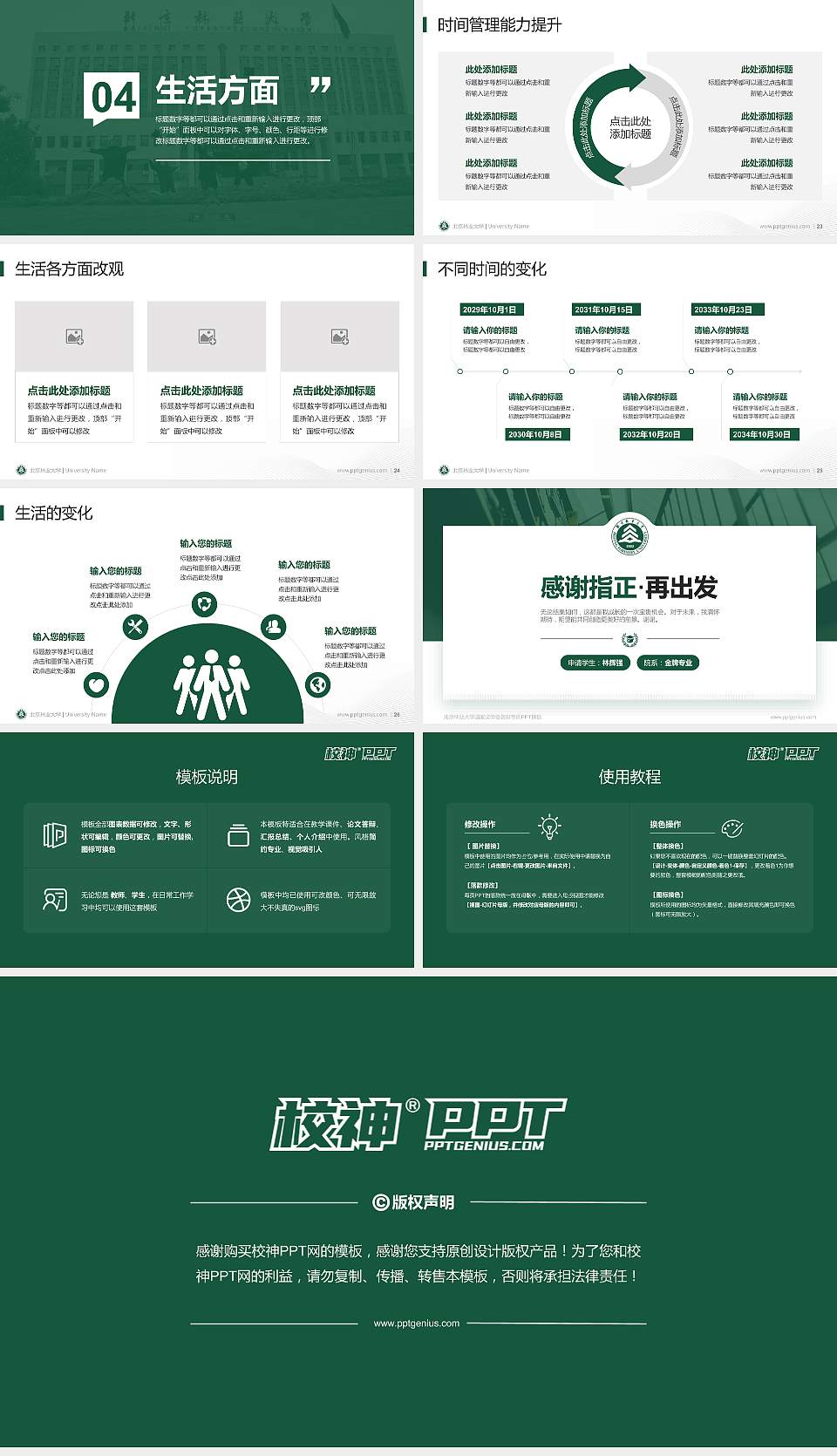 北京林业大学专用国家奖学金答辩PPT模板16:9格式幻灯片预览图4