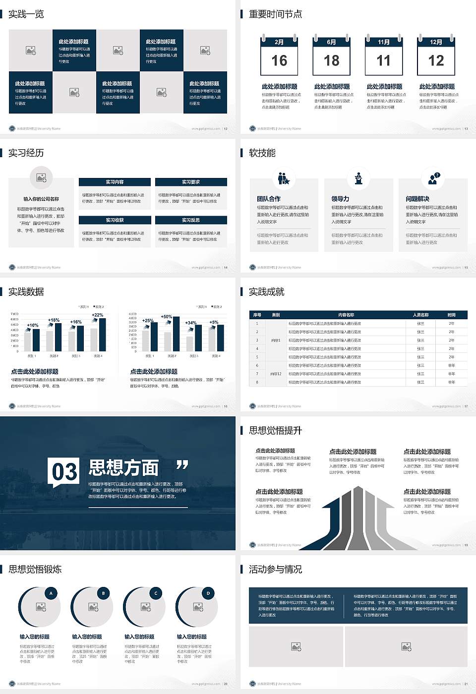 长春建筑学院专用国家奖学金答辩PPT模板16:9格式幻灯片预览图3