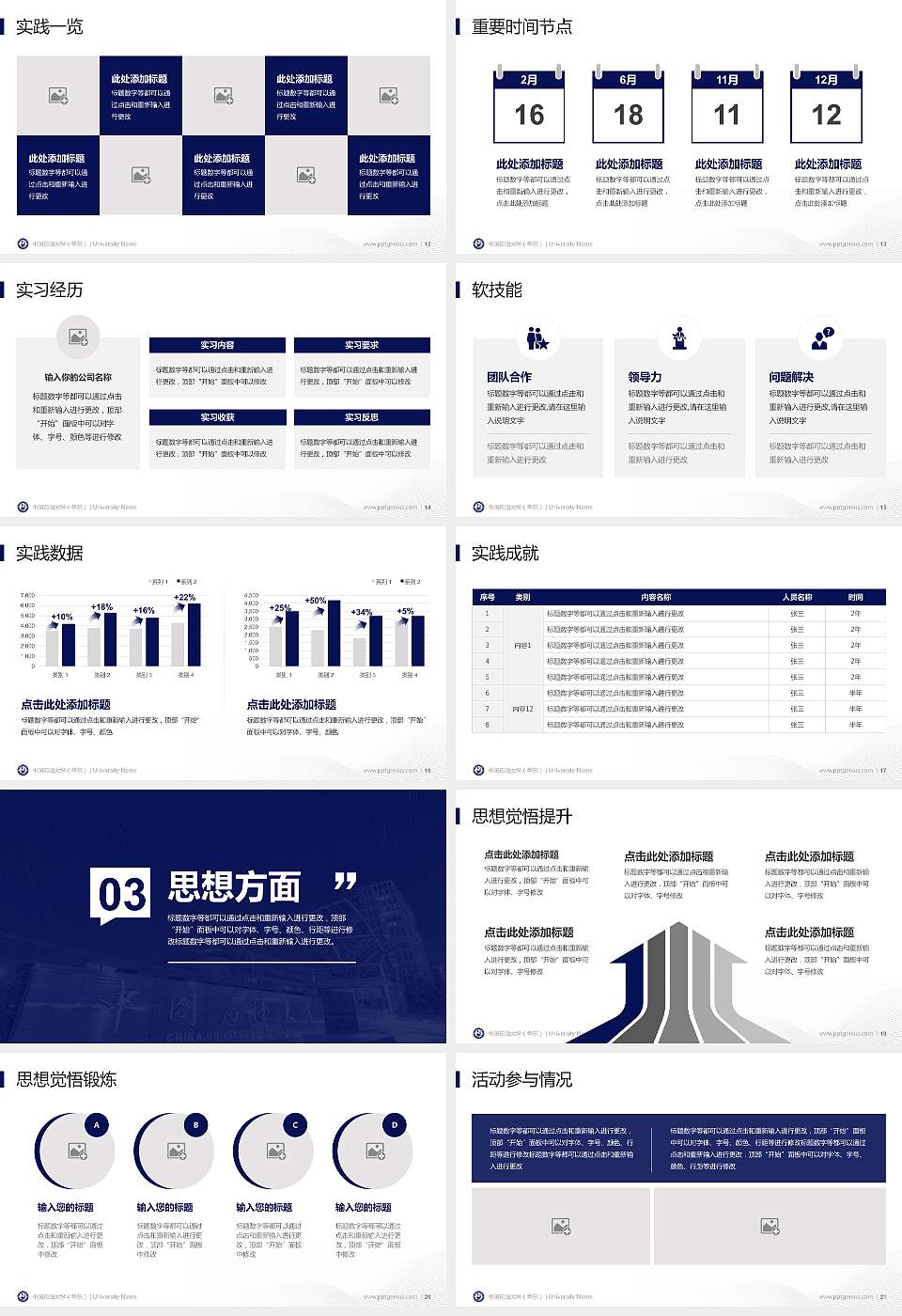 中国石油大学（华东）专用国家奖学金答辩PPT模板16:9格式幻灯片预览图3