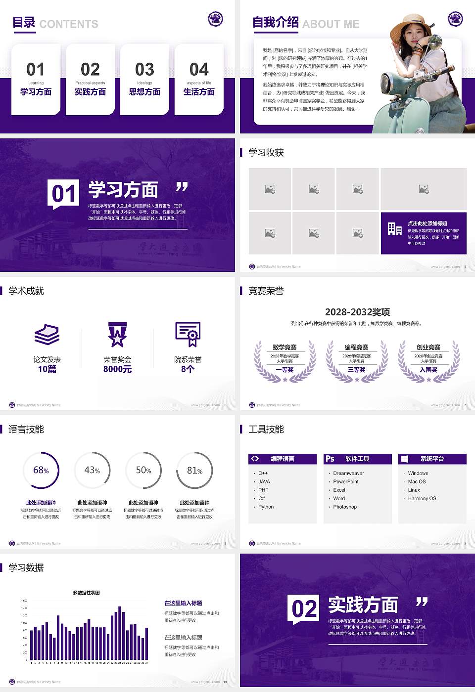 台湾交通大学专用国家奖学金答辩PPT模板16:9格式幻灯片预览图2