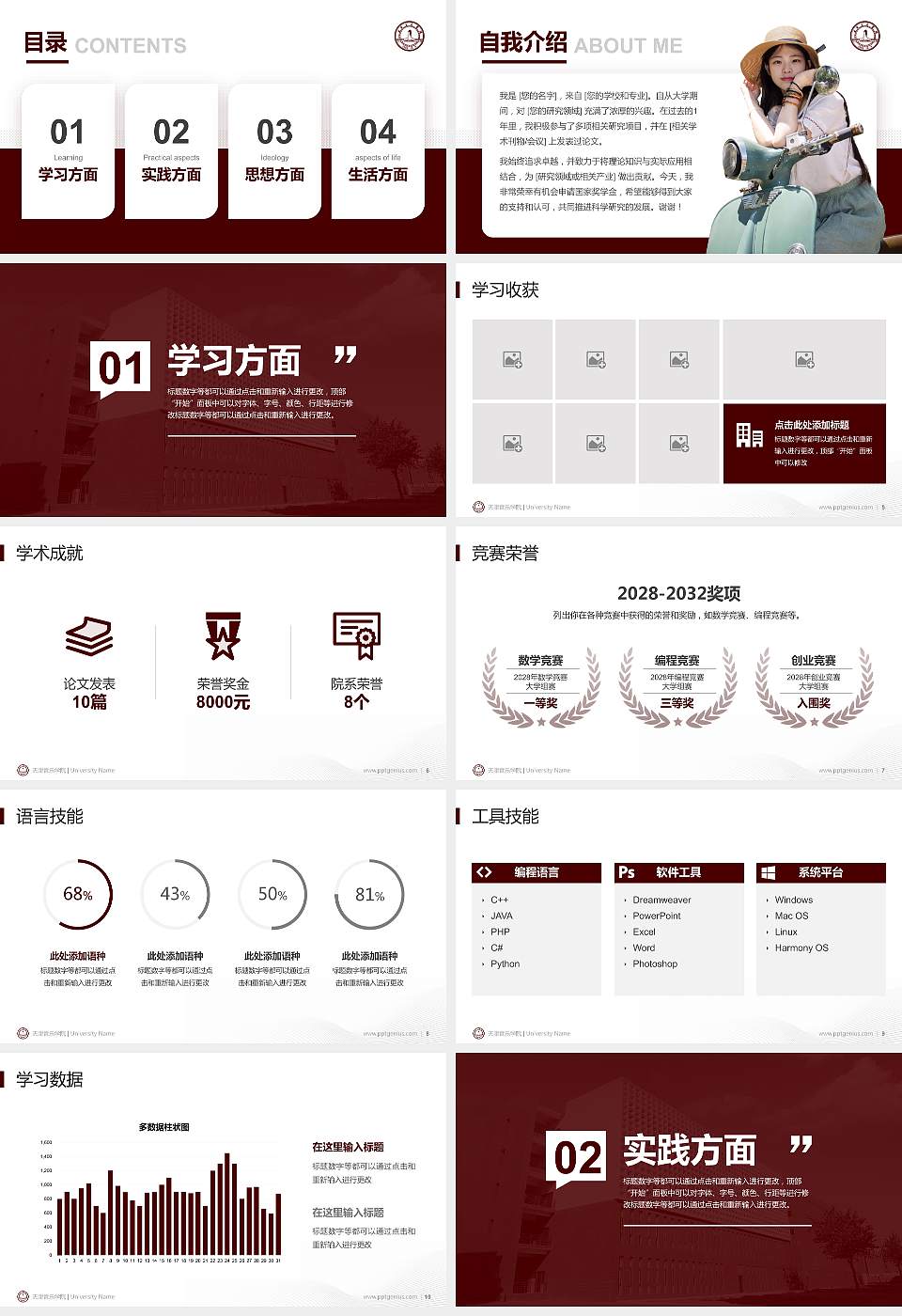 天津音乐学院专用国家奖学金答辩PPT模板16:9格式幻灯片预览图2