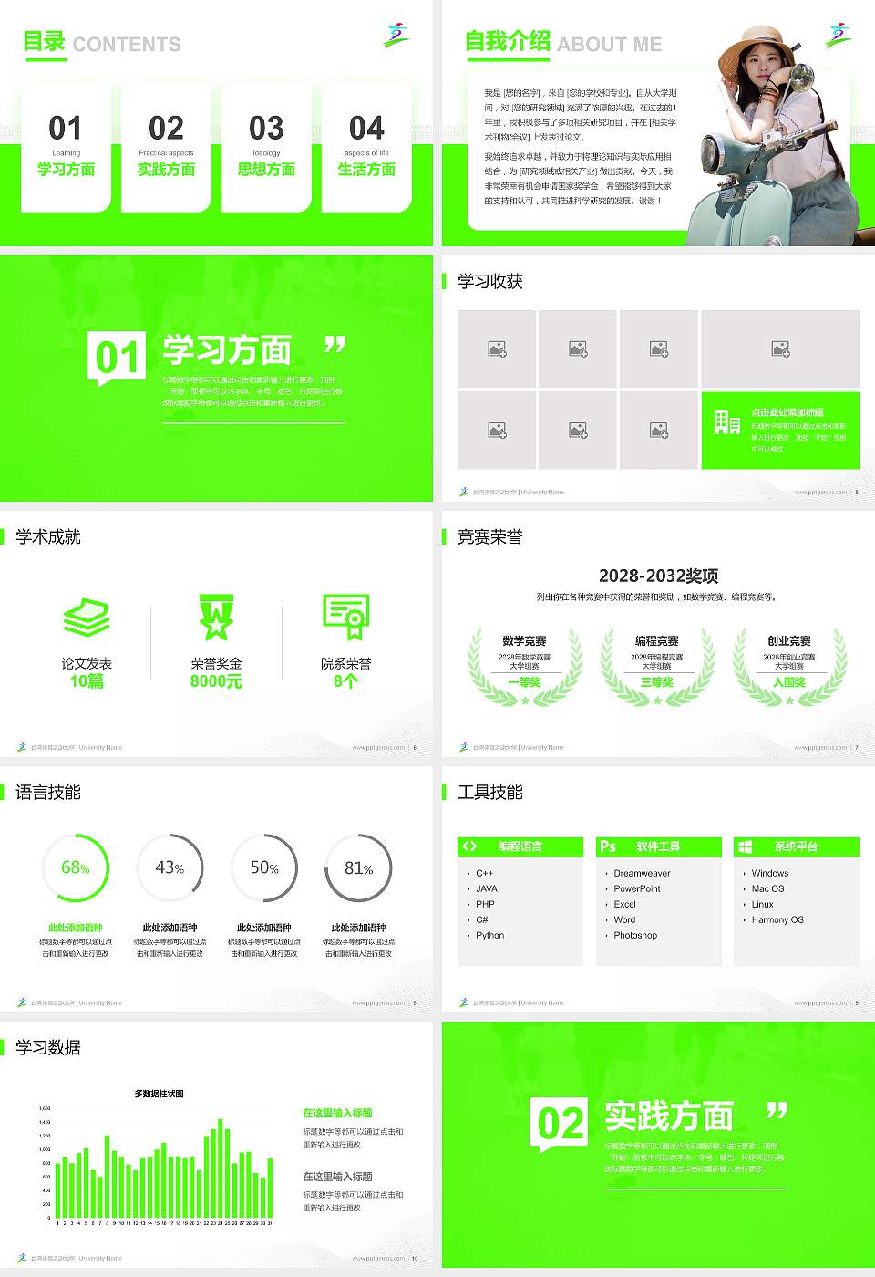 台湾体育运动大学专用国家奖学金答辩PPT模板16:9格式幻灯片预览图2
