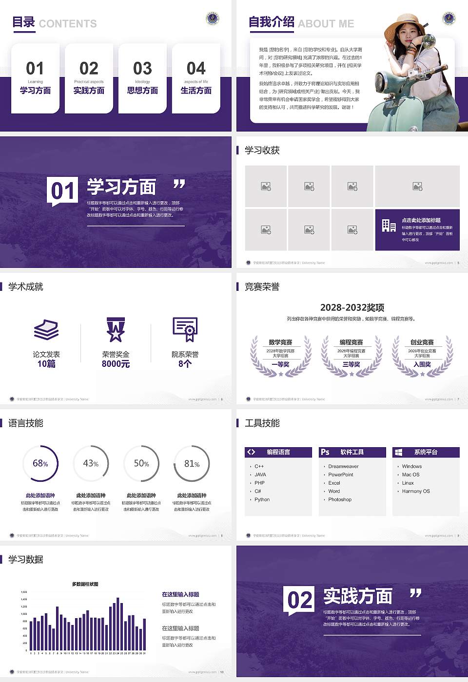 宁夏葡萄酒与防沙治沙职业技术学院专用国家奖学金答辩PPT模板16:9格式幻灯片预览图2