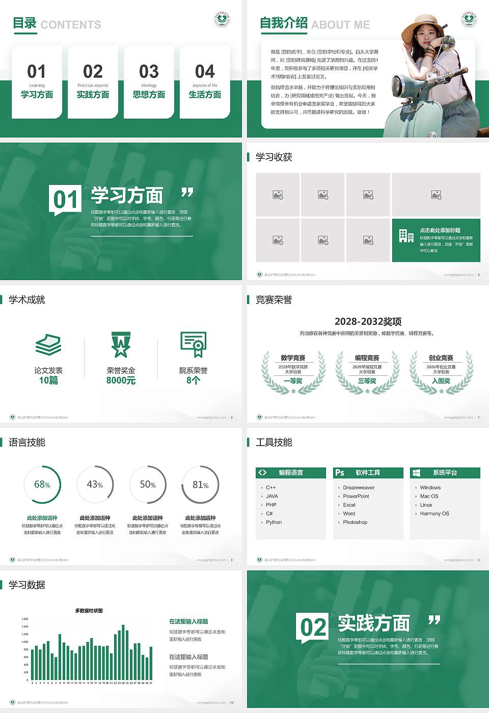 泰山护理职业学院专用国家奖学金答辩PPT模板16:9格式幻灯片预览图2