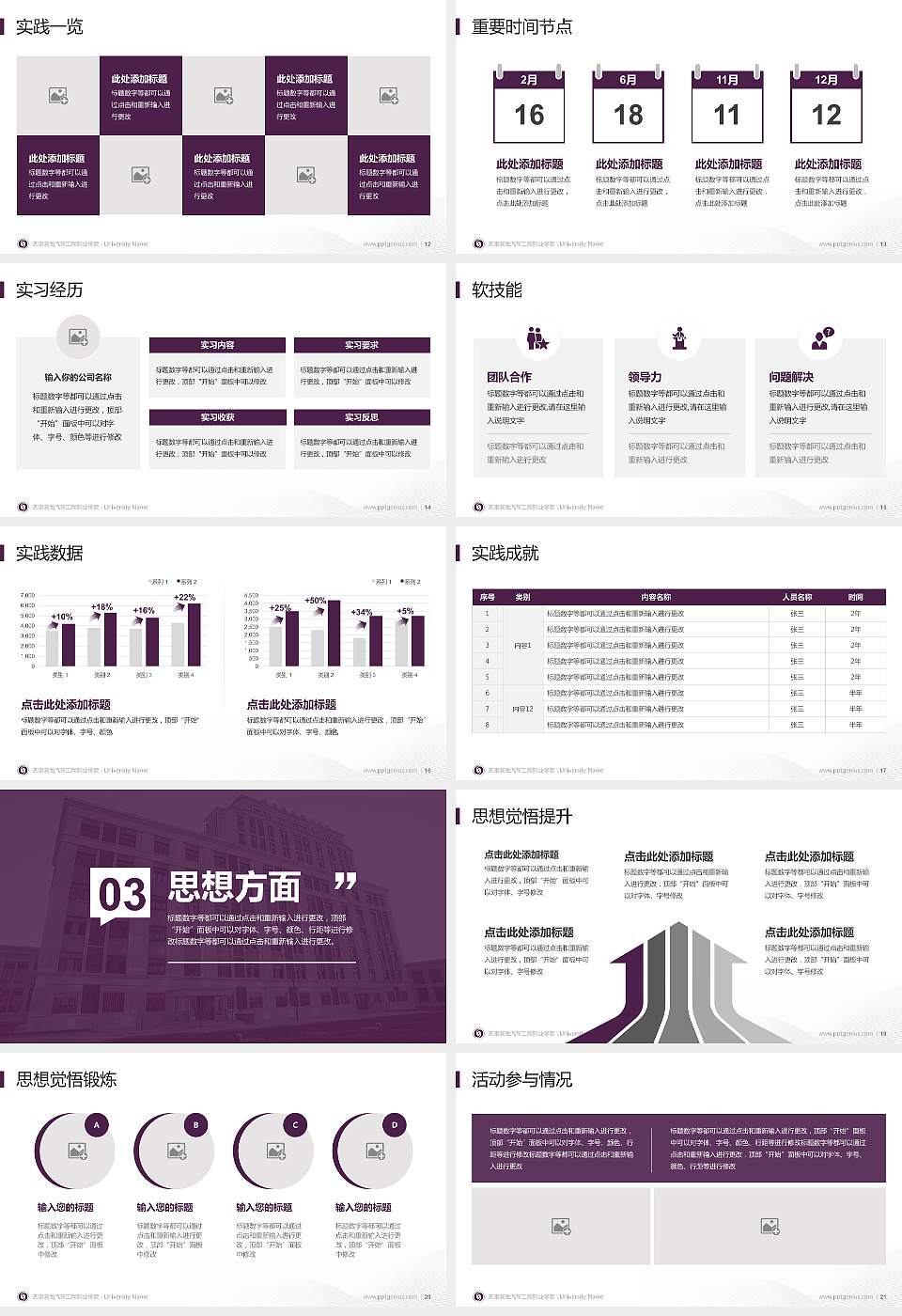 天津滨海汽车工程职业学院专用国家奖学金答辩PPT模板16:9格式幻灯片预览图3