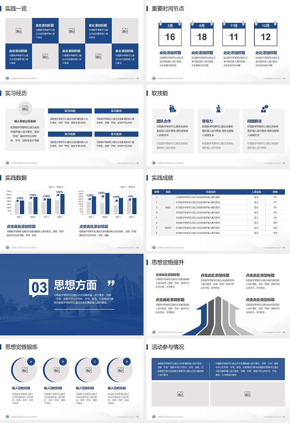 上海理工大学专用国家奖学金答辩PPT模板16:9格式幻灯片预览图3