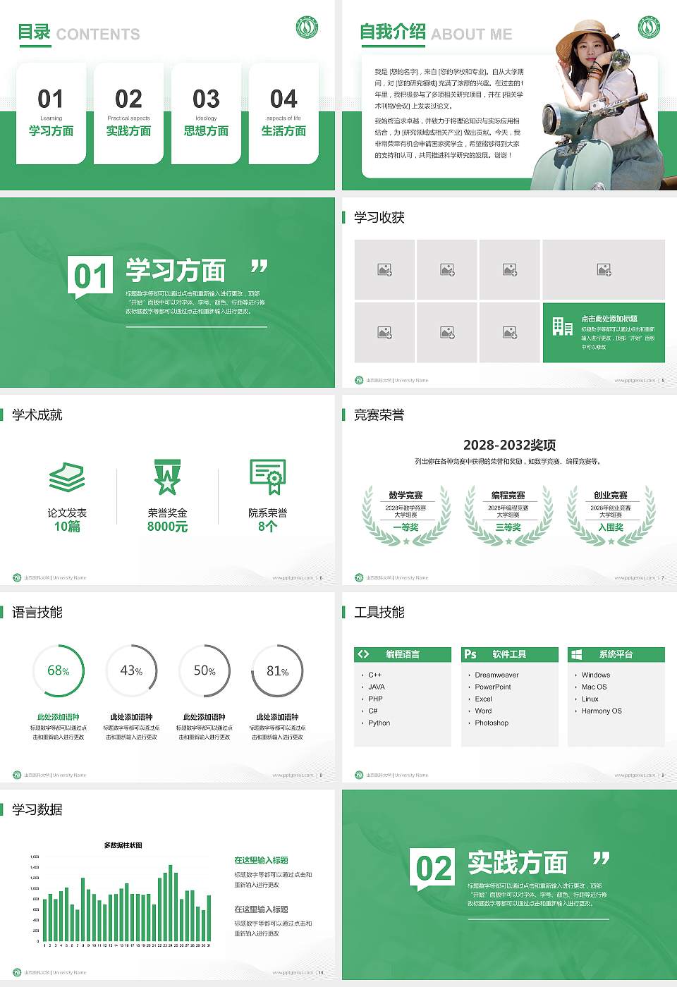 山西医科大学专用国家奖学金答辩PPT模板16:9格式幻灯片预览图2