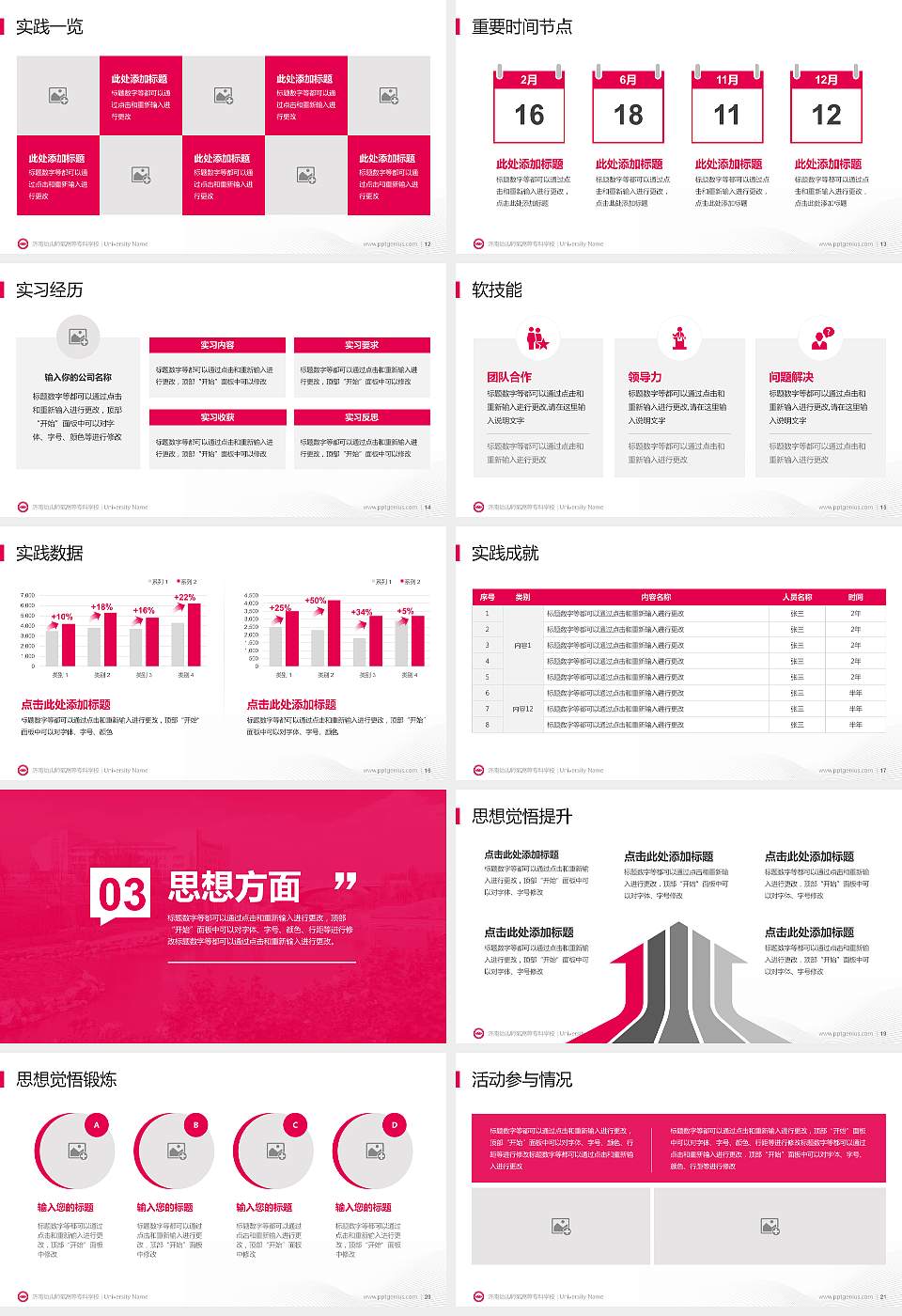 济南幼儿师范高等专科学校专用国家奖学金答辩PPT模板16:9格式幻灯片预览图3