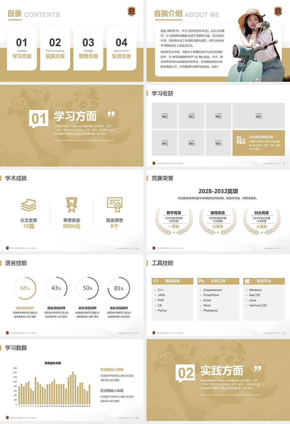 吉林动画学院专用国家奖学金答辩PPT模板16:9格式幻灯片预览图2