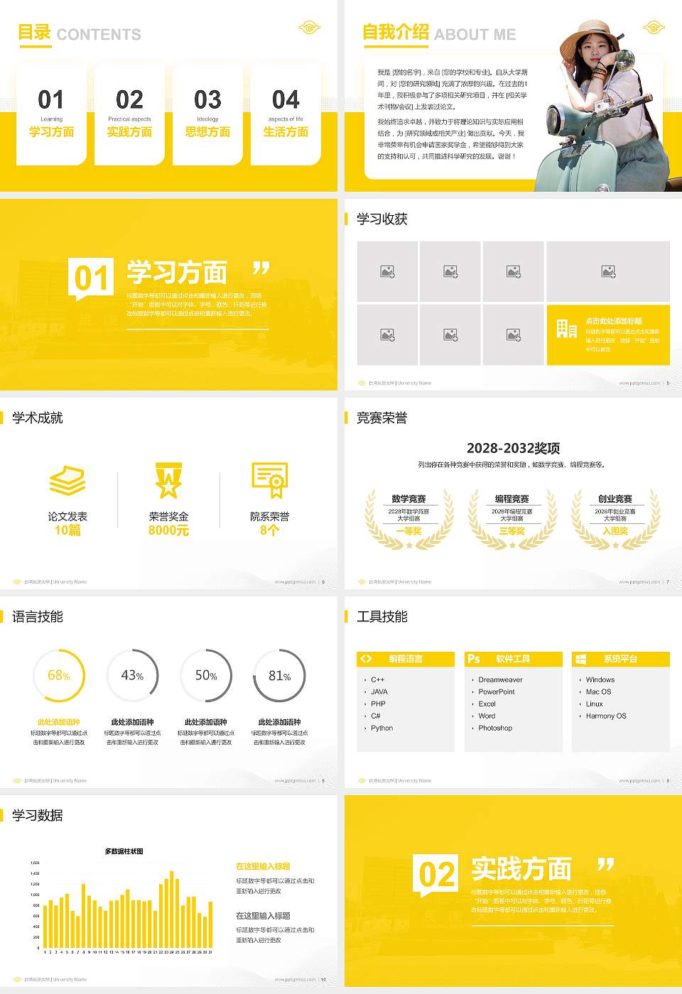 台湾长庚大学专用国家奖学金答辩PPT模板16:9格式幻灯片预览图2