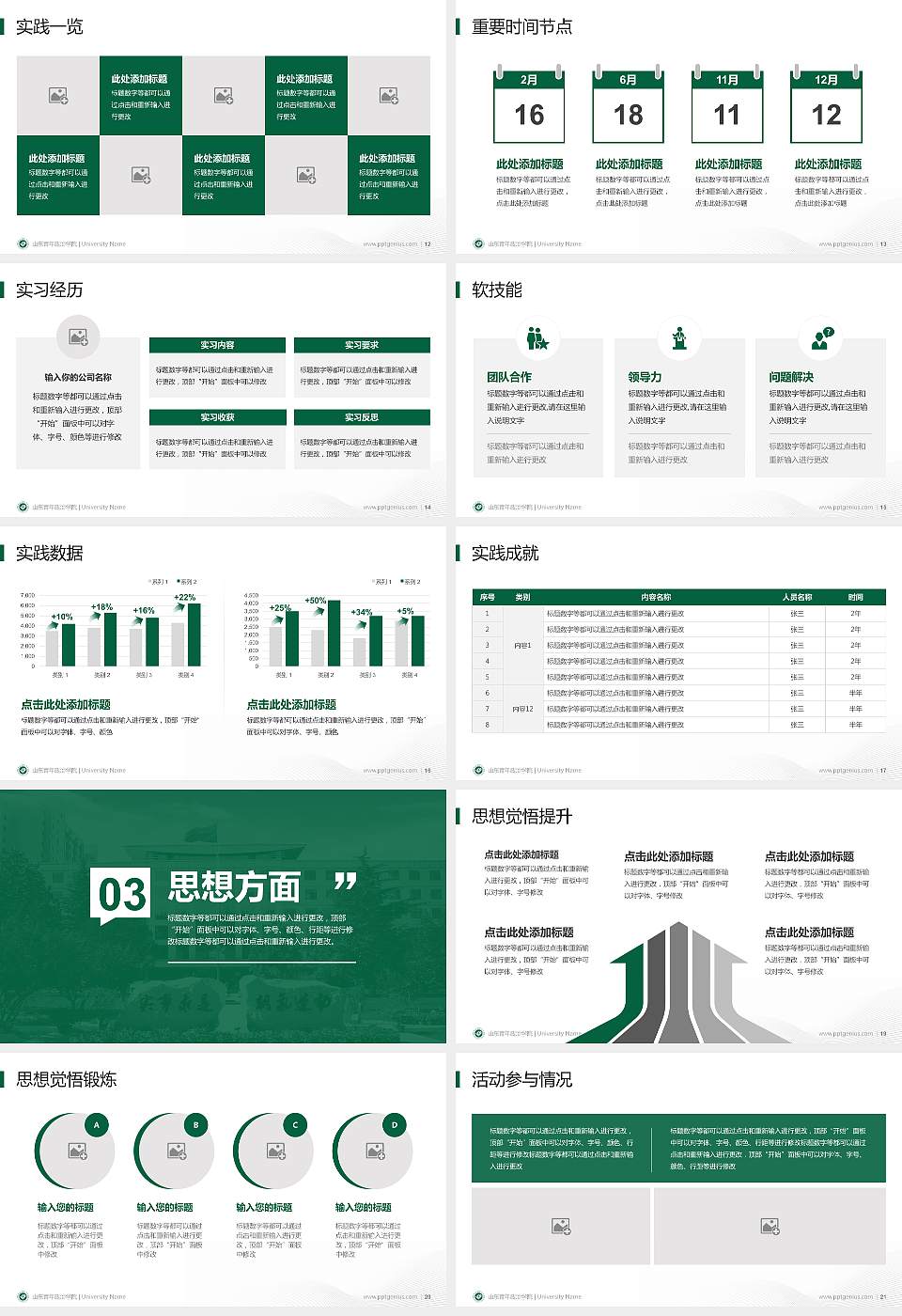 山东青年政治学院专用国家奖学金答辩PPT模板16:9格式幻灯片预览图3
