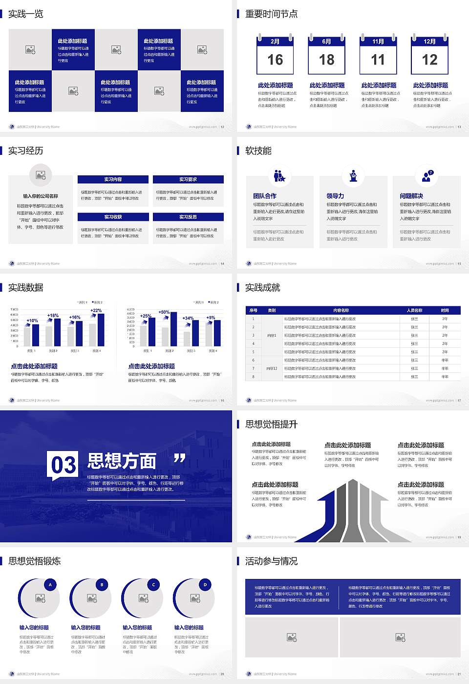 山东理工大学专用国家奖学金答辩PPT模板16:9格式幻灯片预览图3