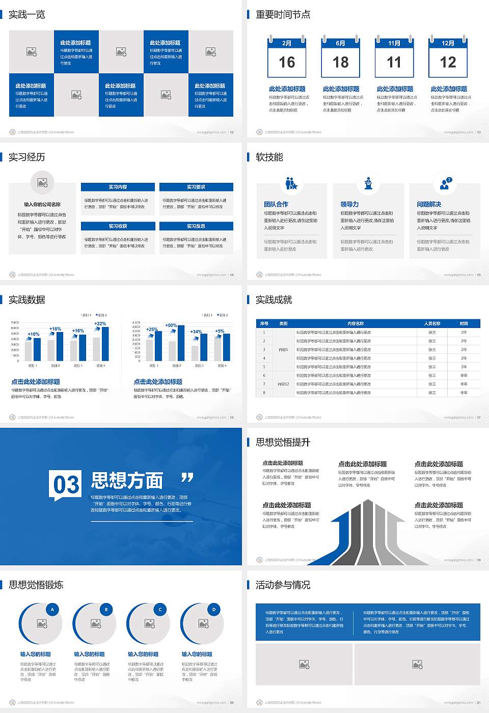 上海民航职业技术学院专用国家奖学金答辩PPT模板16:9格式幻灯片预览图3