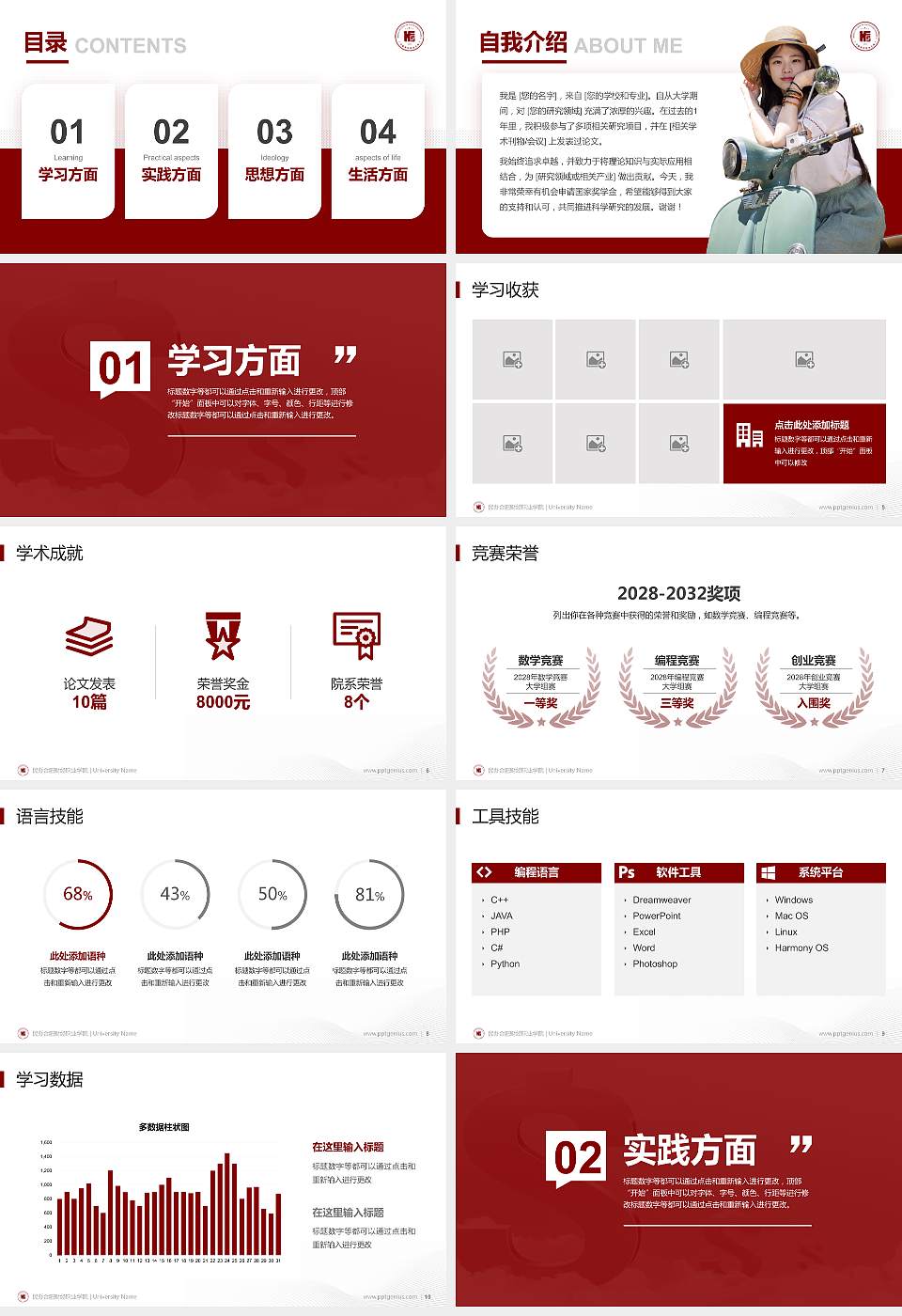 民办合肥财经职业学院专用国家奖学金答辩PPT模板16:9格式幻灯片预览图2
