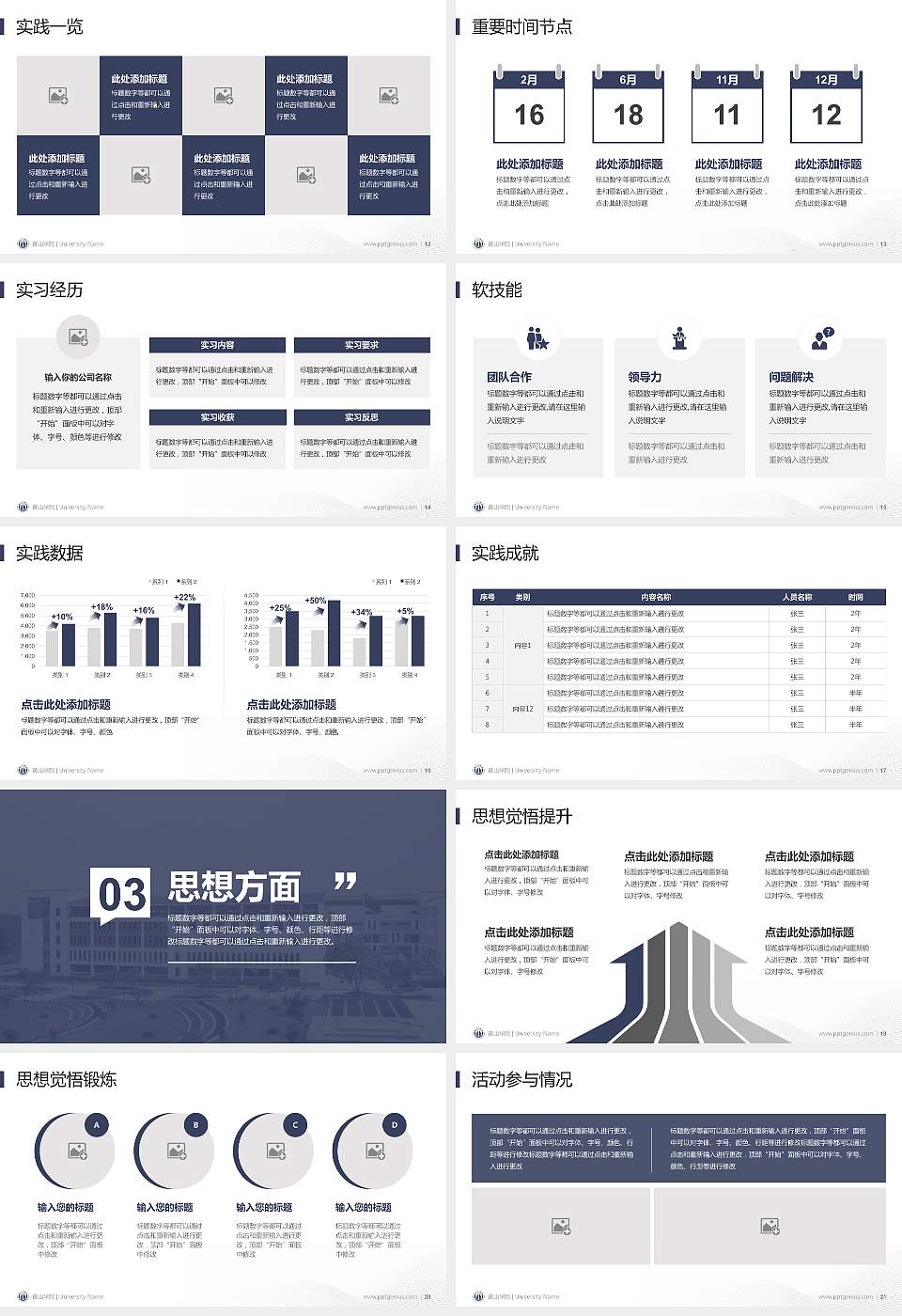 黄山学院专用国家奖学金答辩PPT模板16:9格式幻灯片预览图3