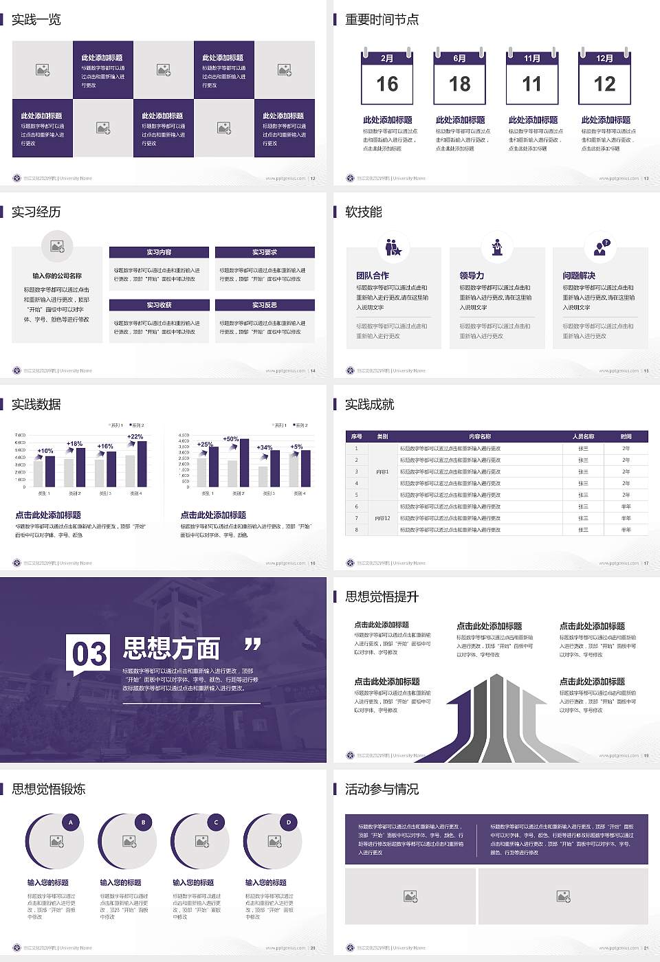 丽江文化旅游学院专用国家奖学金答辩PPT模板16:9格式幻灯片预览图3
