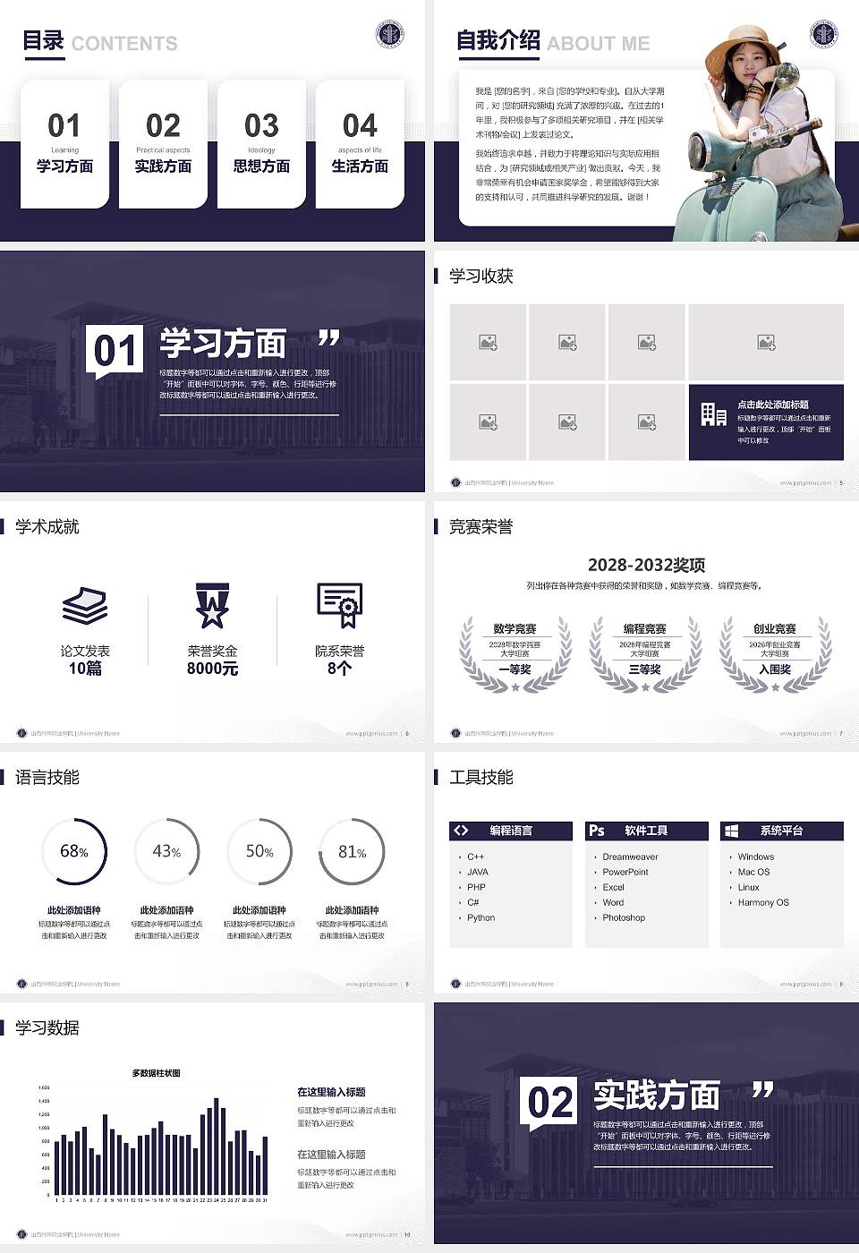 山西兴华职业学院专用国家奖学金答辩PPT模板16:9格式幻灯片预览图2