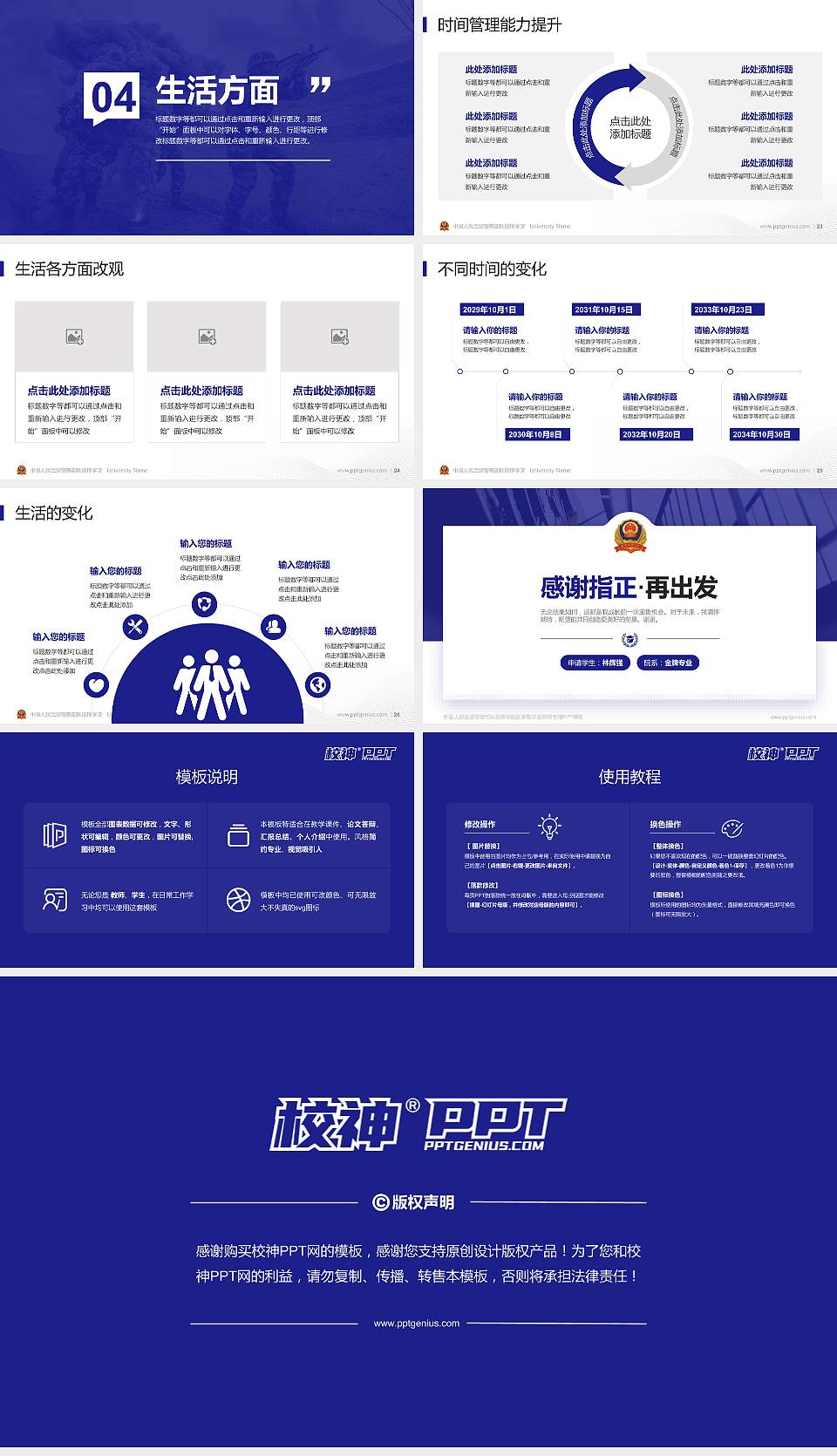 中国人民武装警察部队指挥学院专用国家奖学金答辩PPT模板16:9格式幻灯片预览图4