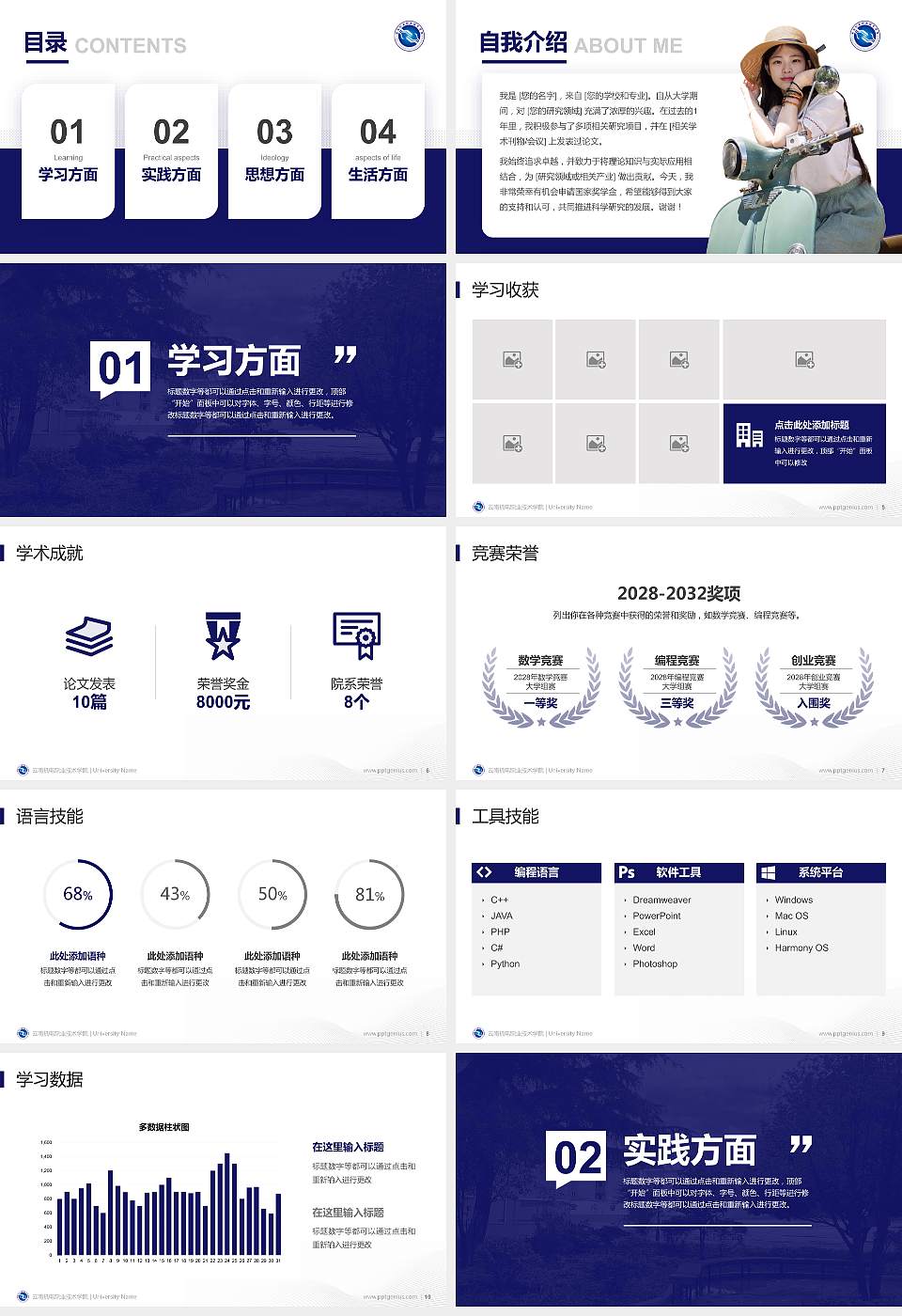 云南机电职业技术学院专用国家奖学金答辩PPT模板16:9格式幻灯片预览图2