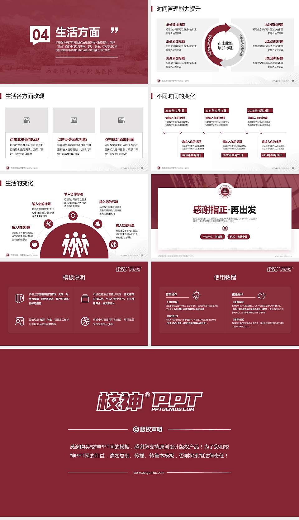 西南医科大学专用国家奖学金答辩PPT模板16:9格式幻灯片预览图4