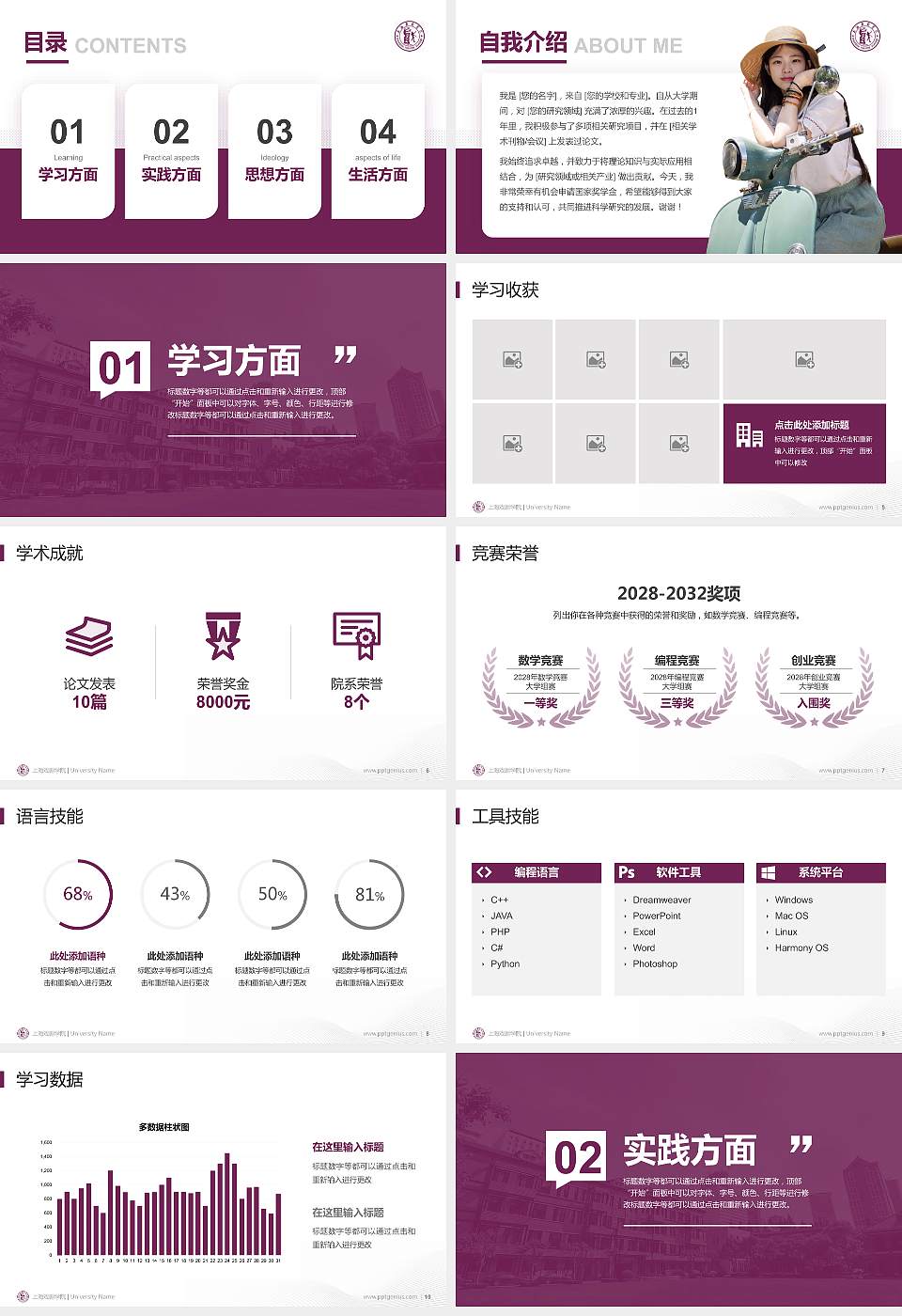 上海戏剧学院专用国家奖学金答辩PPT模板16:9格式幻灯片预览图2