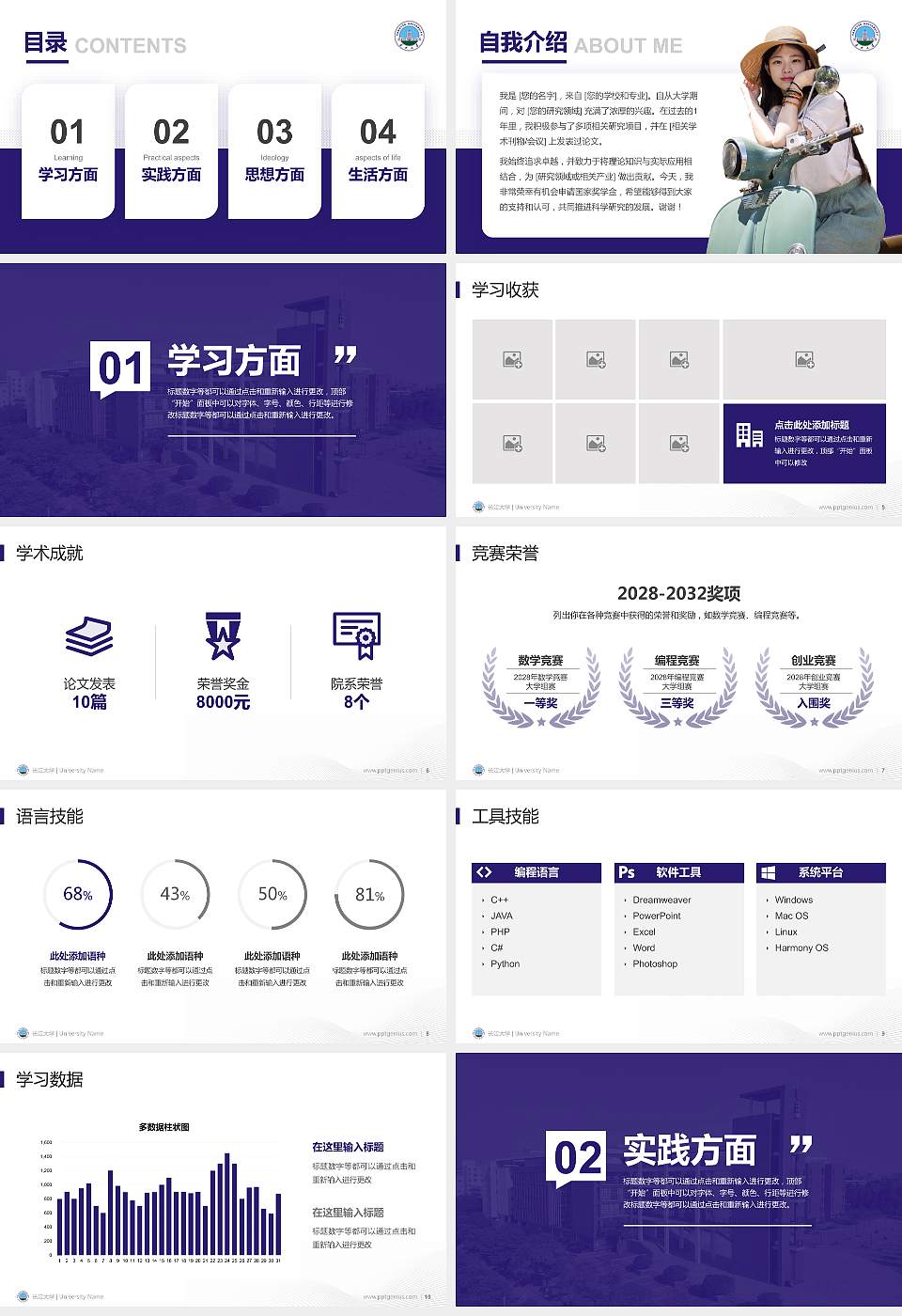 长江大学专用国家奖学金答辩PPT模板16:9格式幻灯片预览图2