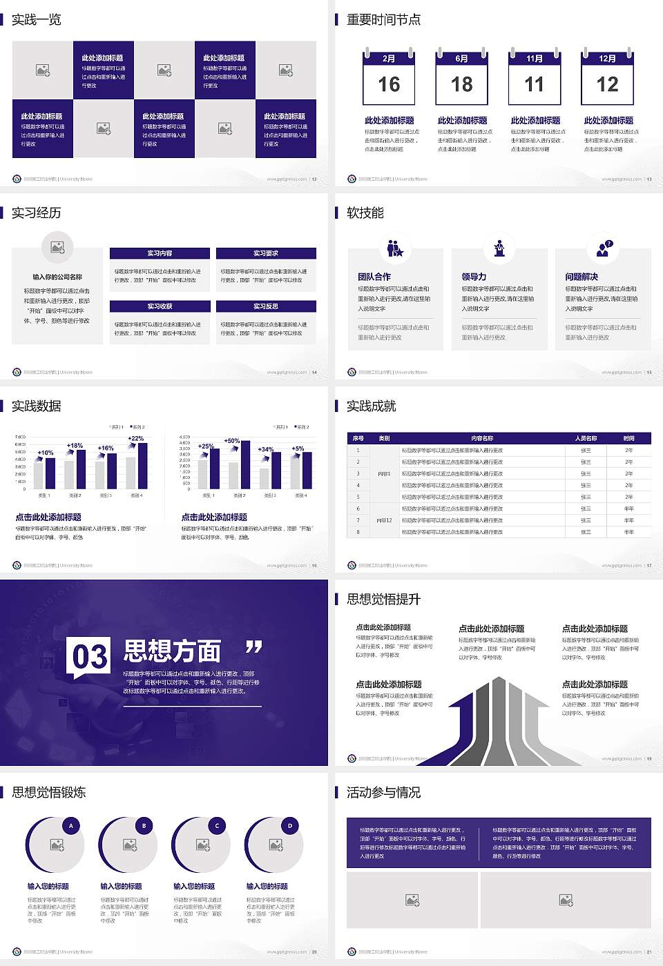 郑州理工职业学院专用国家奖学金答辩PPT模板16:9格式幻灯片预览图3
