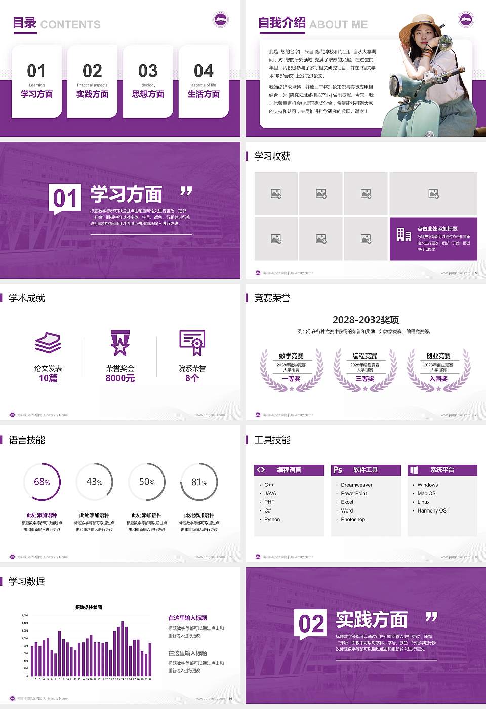 南阳科技职业学院专用国家奖学金答辩PPT模板16:9格式幻灯片预览图2