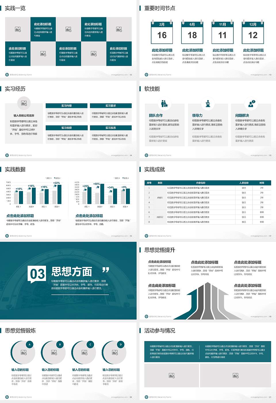 暨南大学专用国家奖学金答辩PPT模板16:9格式幻灯片预览图3