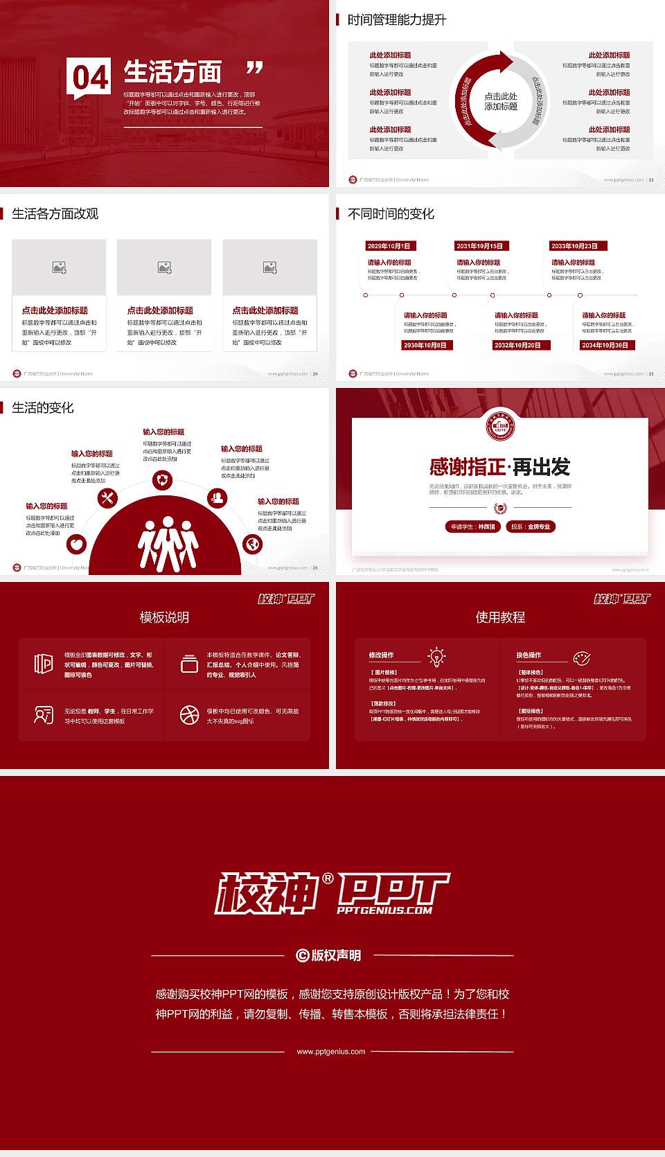 广西城市职业大学专用国家奖学金答辩PPT模板16:9格式幻灯片预览图4