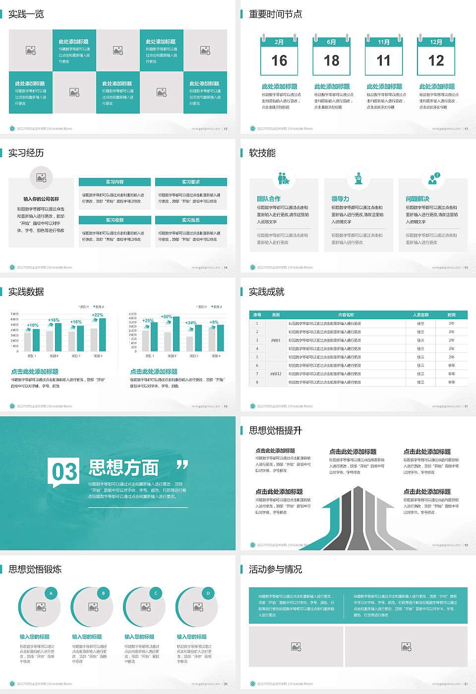 浙江汽车职业技术学院专用国家奖学金答辩PPT模板16:9格式幻灯片预览图3