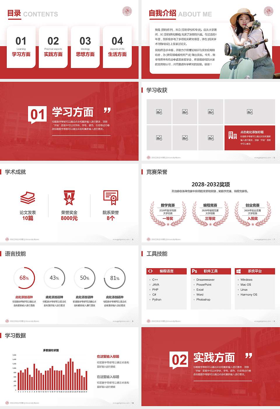郑州工程技术学院专用国家奖学金答辩PPT模板16:9格式幻灯片预览图2