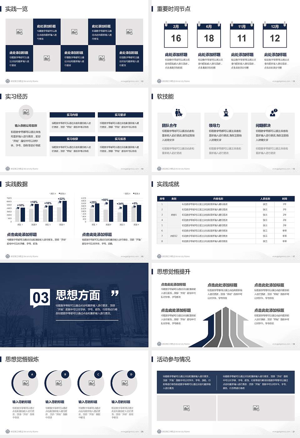 保定理工学院专用国家奖学金答辩PPT模板16:9格式幻灯片预览图3