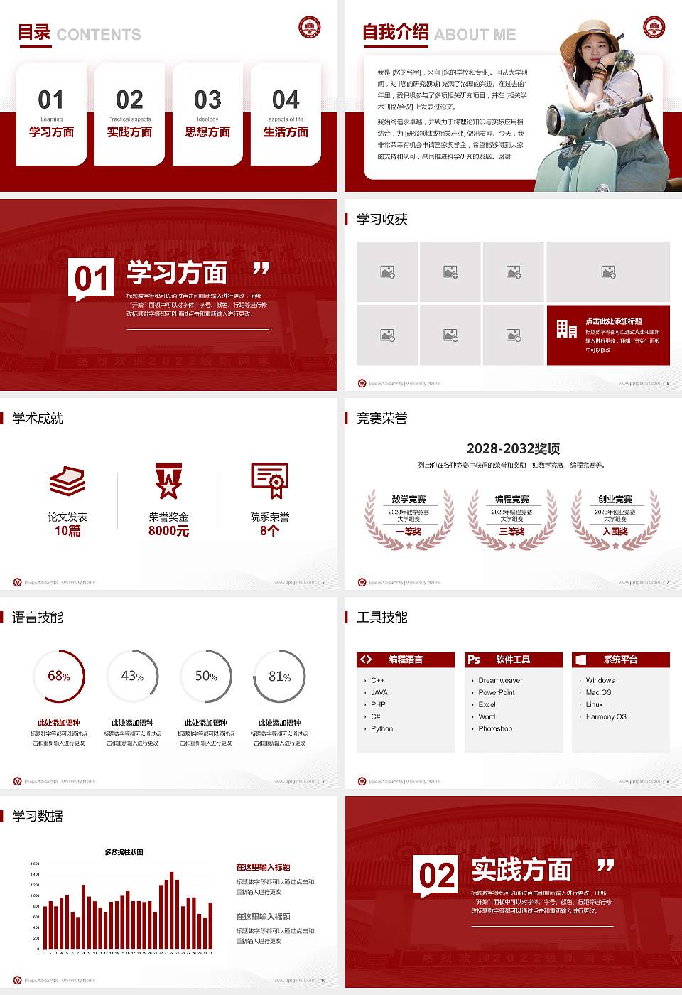 信阳艺术职业学院专用国家奖学金答辩PPT模板16:9格式幻灯片预览图2