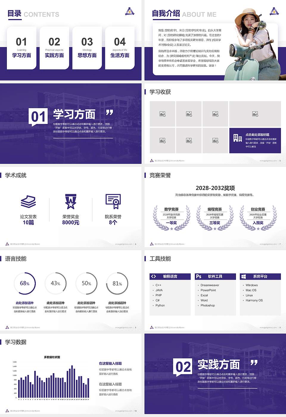 周口职业技术学院专用国家奖学金答辩PPT模板16:9格式幻灯片预览图2