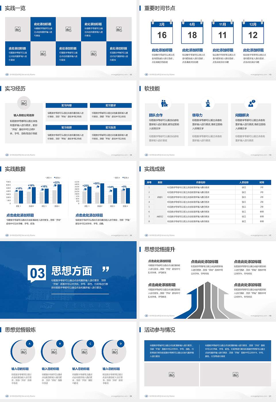 华中科技大学专用国家奖学金答辩PPT模板16:9格式幻灯片预览图3