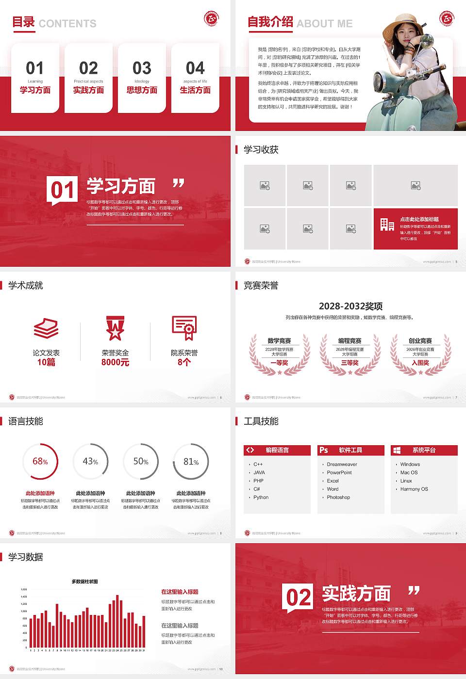 洛阳职业技术学院专用国家奖学金答辩PPT模板16:9格式幻灯片预览图2