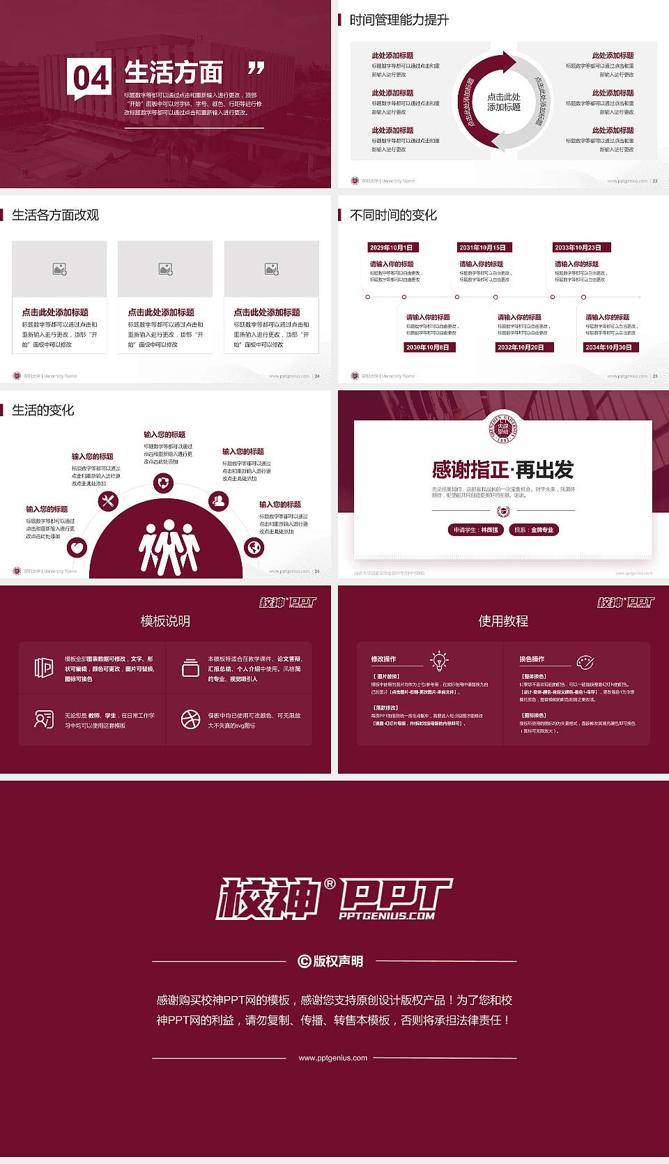 深圳大学专用国家奖学金答辩PPT模板16:9格式幻灯片预览图4