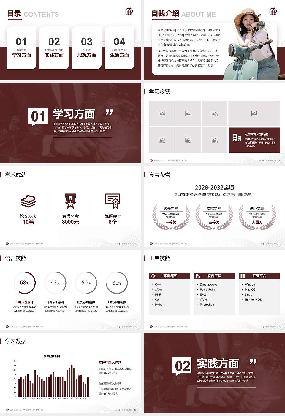 江苏信息职业技术学院专用国家奖学金答辩PPT模板16:9格式幻灯片预览图2