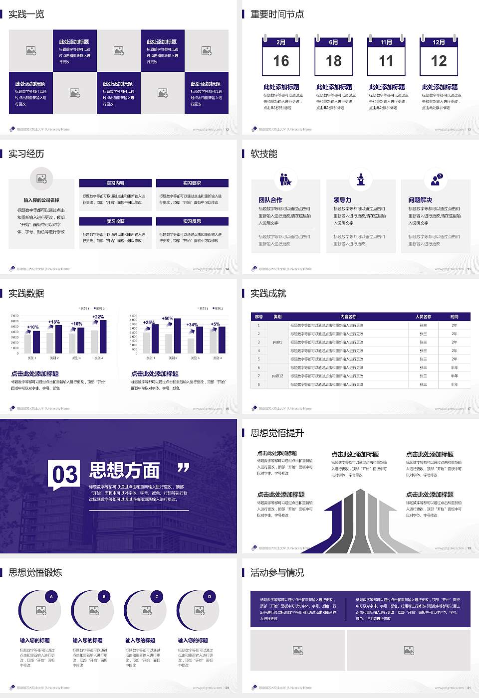 景德镇艺术职业大学专用国家奖学金答辩PPT模板16:9格式幻灯片预览图3