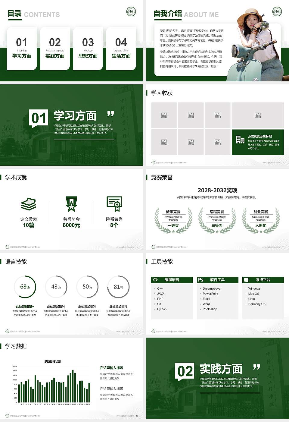 仲恺农业工程学院专用国家奖学金答辩PPT模板16:9格式幻灯片预览图2