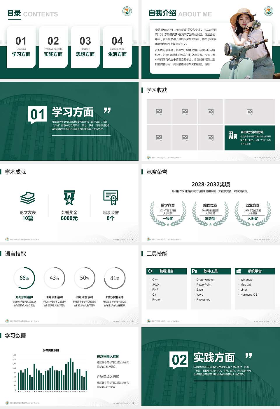 惠州工程职业学院专用国家奖学金答辩PPT模板16:9格式幻灯片预览图2