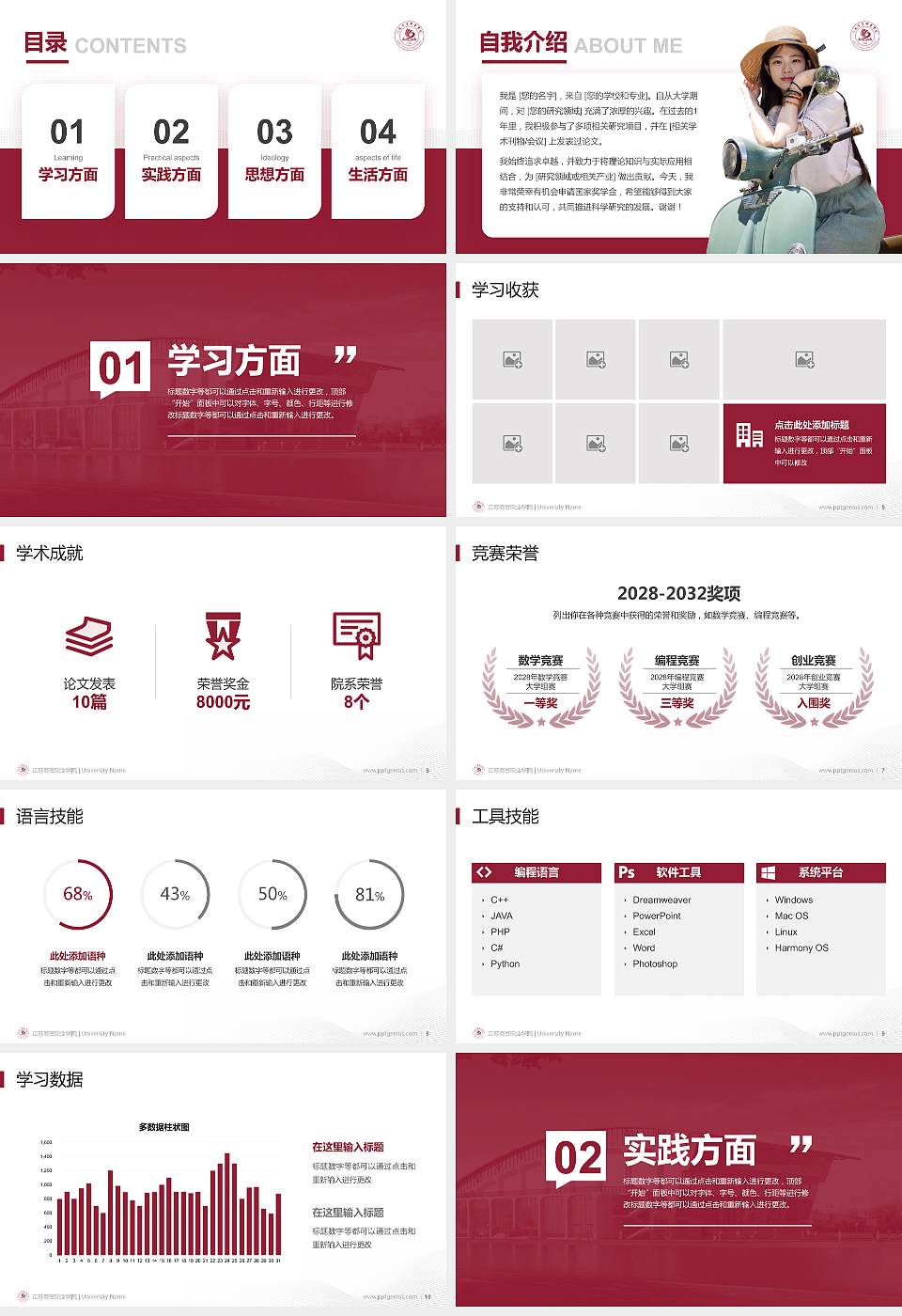 江苏商贸职业学院专用国家奖学金答辩PPT模板16:9格式幻灯片预览图2