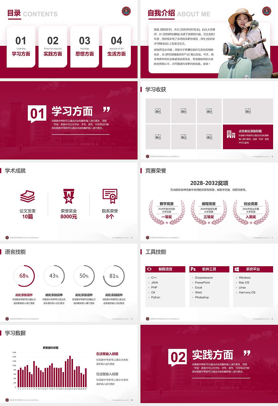 和田师范专科学校专用国家奖学金答辩PPT模板16:9格式幻灯片预览图2