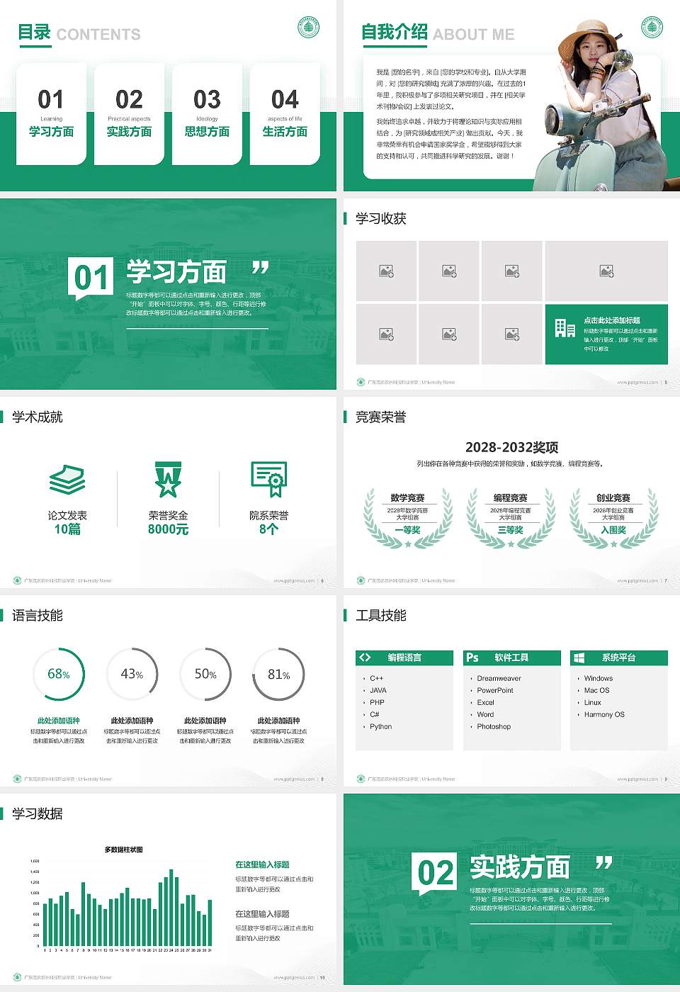 广东茂名农林科技职业学院专用国家奖学金答辩PPT模板16:9格式幻灯片预览图2