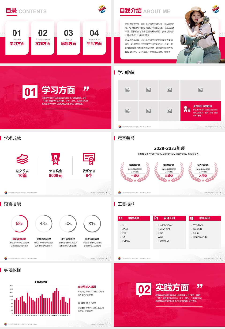 广州涉外经济职业技术学院专用国家奖学金答辩PPT模板16:9格式幻灯片预览图2