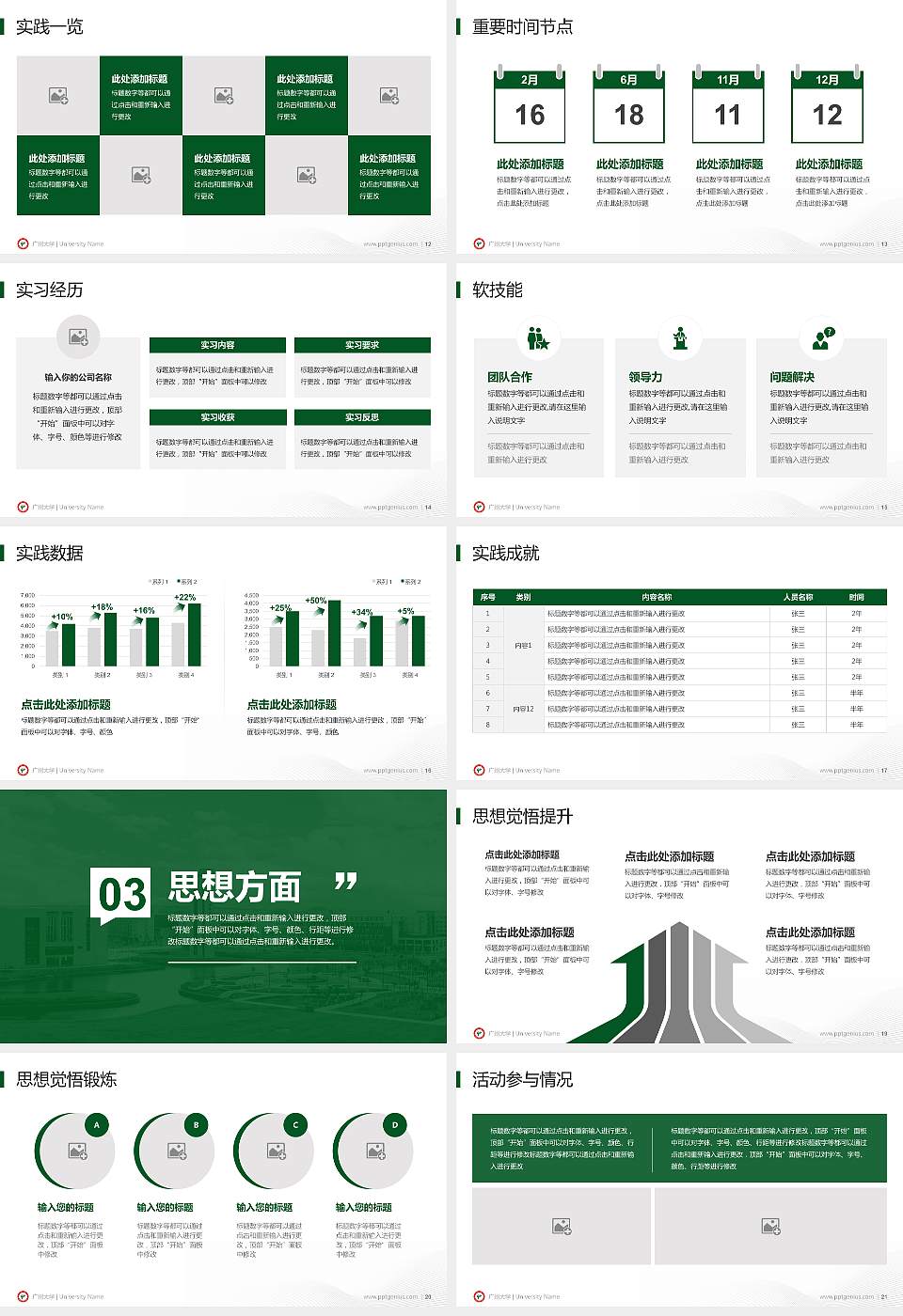 广州大学专用国家奖学金答辩PPT模板16:9格式幻灯片预览图3