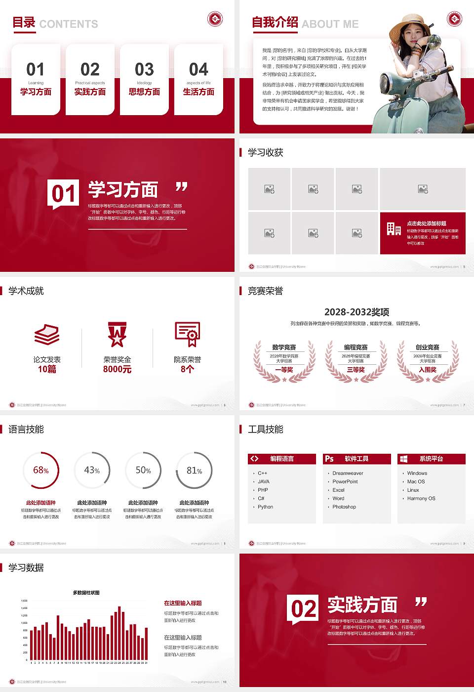 浙江金融职业学院专用国家奖学金答辩PPT模板16:9格式幻灯片预览图2