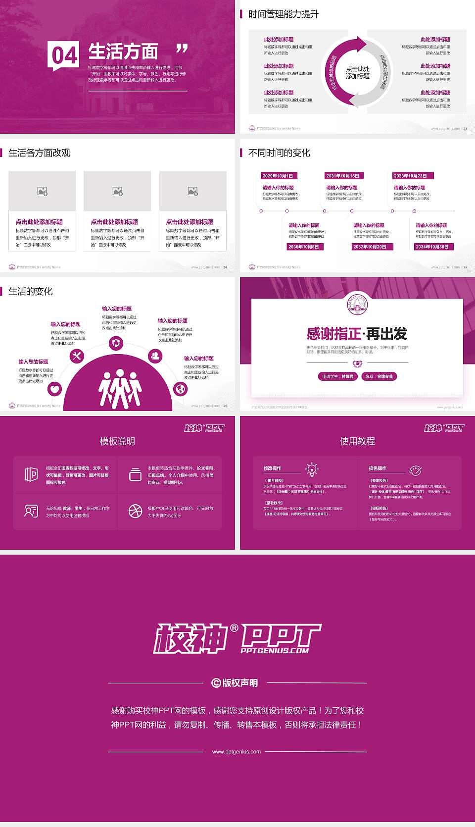 广西师范大学专用国家奖学金答辩PPT模板16:9格式幻灯片预览图4
