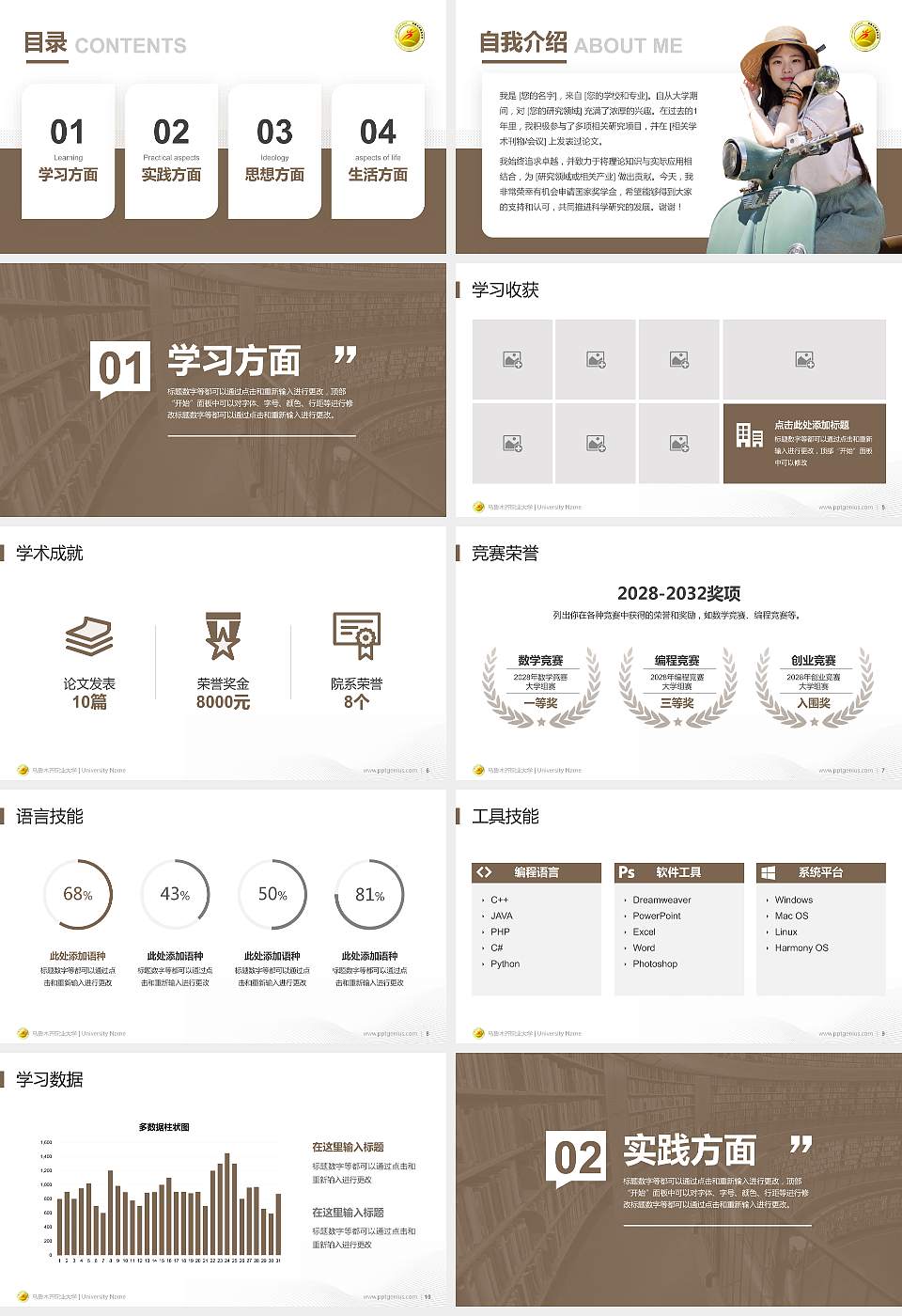 乌鲁木齐职业大学专用国家奖学金答辩PPT模板16:9格式幻灯片预览图2